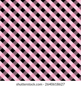 Fabric pattern, pink and black checkered pattern, gift wrapping paper , seamless pattern 
