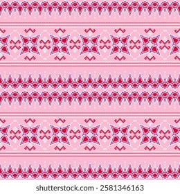 Fabric pattern, pixel style, geometric shape modern luxury red background