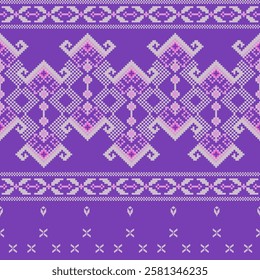 Fabric pattern, pixel style, geometric shape modern luxury purple background