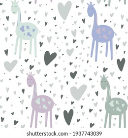 Fabric pattern. Print with cute colored giraffes.
