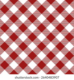 Fabric pattern, red and white checkered pattern, gift wrapping paper , seamless pattern 