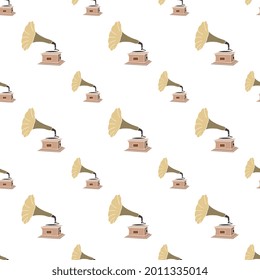 fabric pattern - retro gramophone repeat pattern on transparent background for fabric, web background, product packaging, pattern added to the swatch panel.