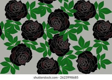 Padrão de tecido, sem costura, rosa preta, bela, flor grande, padrão vetorial, bonito, único, excelente, moderno, bonito, elegante, design