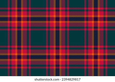 Fabric pattern seamless of check vector plaid with a background textile tartan texture in dark and red colors.