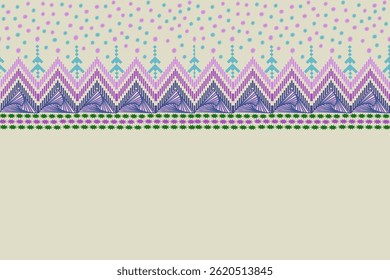 Fabric pattern, seamless pattern, cream color background, geometric pattern decoration, blue, green, purple, pink, wavy pattern, modern multi-colored stars, luxurious, elegant, arranged in an orderly 