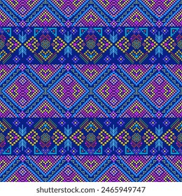 The fabric pattern is seamless in every direction, in a pixel pattern.