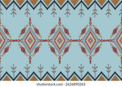 Fabric pattern, seamless, geometric pattern, brown, light blue background, cream, brown