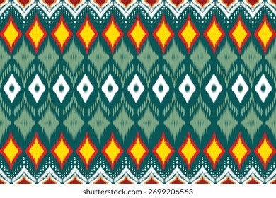Padrão de tecido padrão geométrico sem costura Tecido Padrão de Ikat verde escuro 