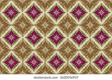 Padrão de tecido, sem costura, pixel branco, fundo de creme, padrão roxo escuro, padrão quadrado, bonito, luxuoso, moderno, imitando seda tailandesa.