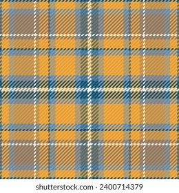 Fabric pattern tartan of plaid background vector with a texture seamless check textile in amber and cyan colors.