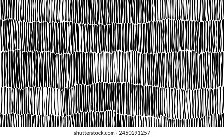 Fabric pattern with textile line texture vector image background. Decpratopn striped shape element and curve ornament. Artistic black and white elegant background