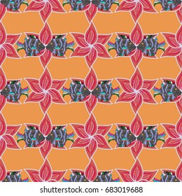 Fabric pattern texture daisy flowers detail. Flowers on colored background.