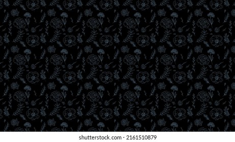 textura de patrón de tela arte floral retro negro