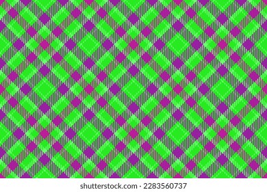 Textura de patrón de tejido. Vector de tartán sin foco. Comprobación del fondo de la manta textil en colores violeta y verde.