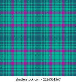 Fabric pattern texture. Vector background check. Seamless plaid tartan textile in blue and pink colors.