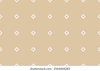 Fabric pattern traditional ethnic motif ikat geometric cross stitch.Ikat embroidery Ethnic oriental Pixel brown cream label background. Abstract,vector,illustration. Texture,decoration,wallpaper.