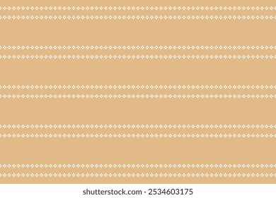 Fabric pattern traditional ethnic motifs ikat geometric cross stitch.Ikat embroidery Ethnic oriental Pixel brown cream label background. Abstract,vector,illustration. Texture,decoration,wallpaper.