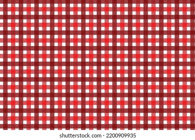 Fabric pattern vector with lines and square tartan shapes. Seamless clothing pattern design with red and white color stripes. Endless gingham plaid pattern vector for bed sheets or shirts.