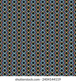 Fabric patterns from geometric shapes Arrange them in a netting pattern crochet, alternating colors.	
