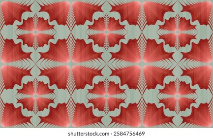 The fabric patterns seamless vector pattern, beautifully arranged floral, with flowers in the center, red vintages wallpaper