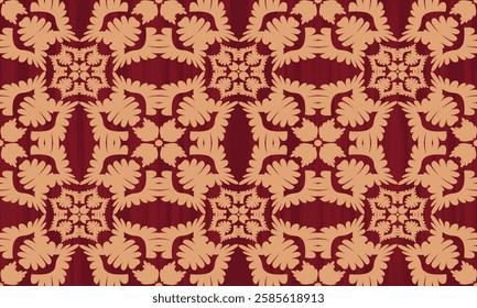 The fabric patterns seamless vector pattern, beautifully arranged floral, with flowers in the center, red vintages wallpaper