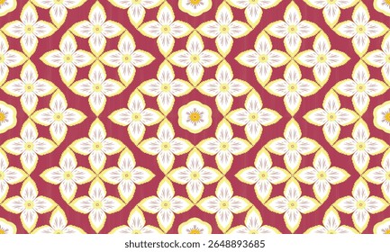 The fabric patterns seamless vector pattern, beautifully arranged floral, with flowers in the center, yellow, while , pink background