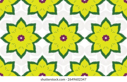 The fabric patterns seamless vector pattern, beautifully arranged floral, with flowers in the center, green, while background
