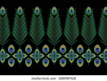 fabric pine line mixed with peacock  patter 