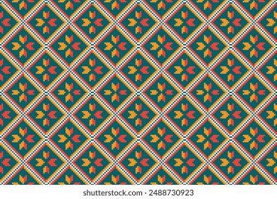 fabric pixel abstract geometric pattern shape design for clothing, fabric, background, wallpaper, wrapping, batik. Knitwear, Embroidery style. Aztec geometric art ornament print.