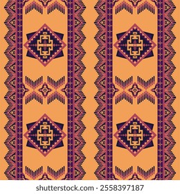 Fabric pixel abstract geometric pattern Thai stye design for clothing, fabric, background, wallpaper, wrapping, batik. Knitwear, . Aztec geometric art ornament print.