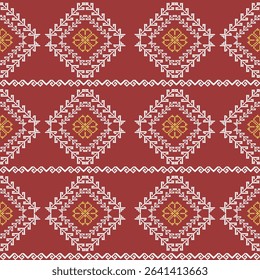 fabric pixel seamless pattern. Seamless geometric pattern . pixel pattern. Design for clothing fabric textile ornamentation embroidery Hand stitched pattern .