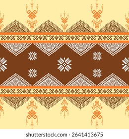 fabric pixel seamless pattern. Seamless geometric pattern . pixel pattern. Design for clothing fabric textile ornamentation embroidery Hand stitched pattern .