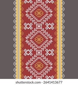 fabric pixel seamless pattern. Seamless geometric pattern . pixel pattern. Design for clothing fabric textile ornamentation embroidery Hand stitched pattern .