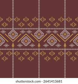 fabric pixel seamless pattern. Seamless geometric pattern . pixel pattern. Design for clothing fabric textile ornamentation embroidery Hand stitched pattern .
