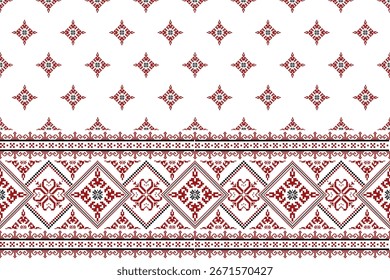 Diseño tradicional del patrón inconsútil del pixel de la tela para la ropa del Fondo de pantalla de fondo que envuelve el estilo del bordado de la ilustración del batik de la tela.