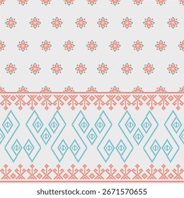 pixel de tecido padrão sem costura design tradicional para pano de fundo papel de parede de vestuário envolvendo tecido batik ilustração bordado estilo.