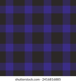 Fabric plaid check of tartan vector pattern with a texture seamless textile background in indigo and dark colors.