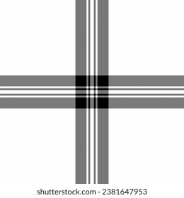 Fabric plaid pattern of tartan check texture with a background textile vector seamless in white and black colors.