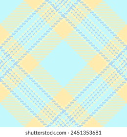 Fabric plaid seamless of vector check texture with a tartan pattern textile background in light and yellow colors.