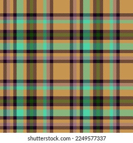 Fabric plaid tartan. Pattern seamless vector. Check texture background textile in dark and green colors.