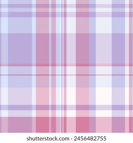 Fabric plaid textile of check seamless tartan with a background vector pattern texture in light and pastel colors.