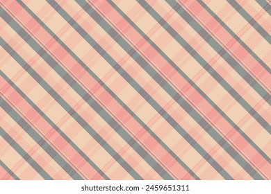 Fabric plaid texture of seamless tartan textile with a background vector pattern check in light and red colors.