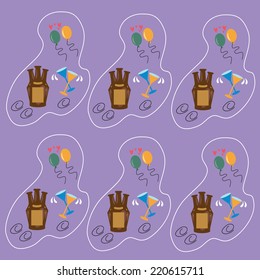 Fabric print patterns with drink party
