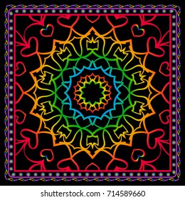 Fabric print for scarf with colored floral ornament. vector illustration.