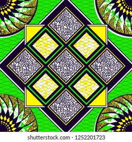 Fabric Print, Scarf, Shawl, Carpet, Kerchief, Bandana, Handkerchief, Square Pattern Design, Textile Fashion African Print, vector illustration file.