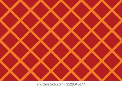 Fabric print. Seamless geometric pattern with intersecting lines, stripes, cell, squares, rectangles. Design for printing on fabric, paper, wrapper. Vector illustration in orange, yellow shades