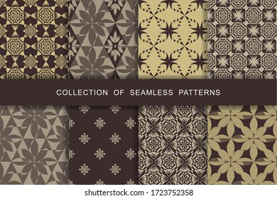 Fabric print set. 8 Seamless patterns.