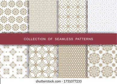 Fabric print set. 8 Seamless patterns.