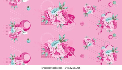 Fabric printing patterns, garment patterns. Roses, leaves, colors.Polka dot. Roller printing. Printed on the fabric in the rotary screen printing machine. Maximum is 16 to 18 color.  3D printing.