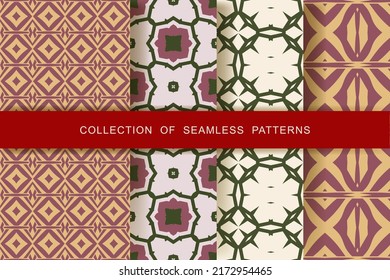 	
Fabric prints. Set. 8 Seamless patterns. Abstract geometric patterns.